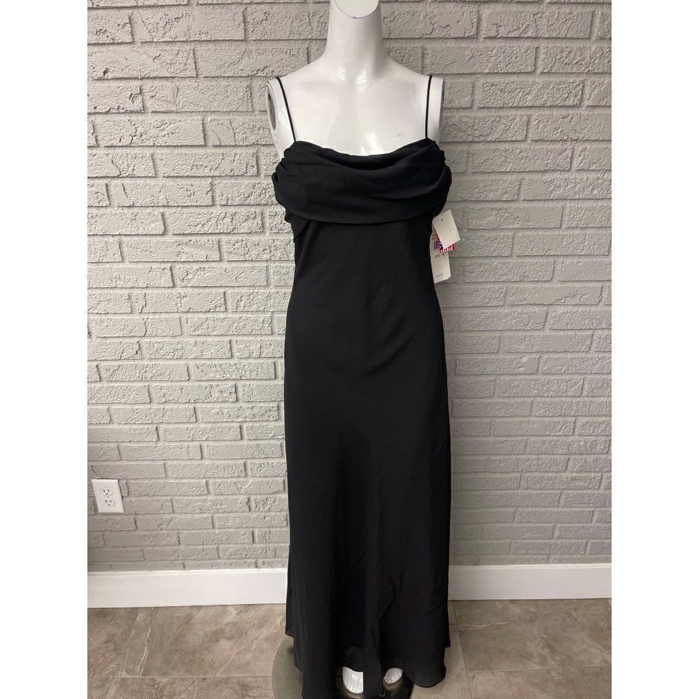 NWT Betsy & Adam by Linda Bernell Black Maxi Dress Size 12